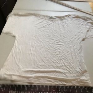 Zara Woman size large white boatneck tee with short slit tulip sleeve